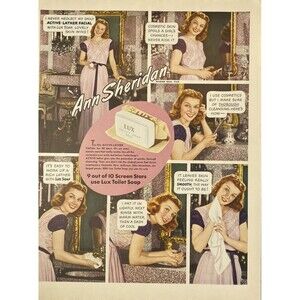 LUX Toilet Soap Ann Sheridan: I Never Neglect My Active-Lather Facial" Ad 1940